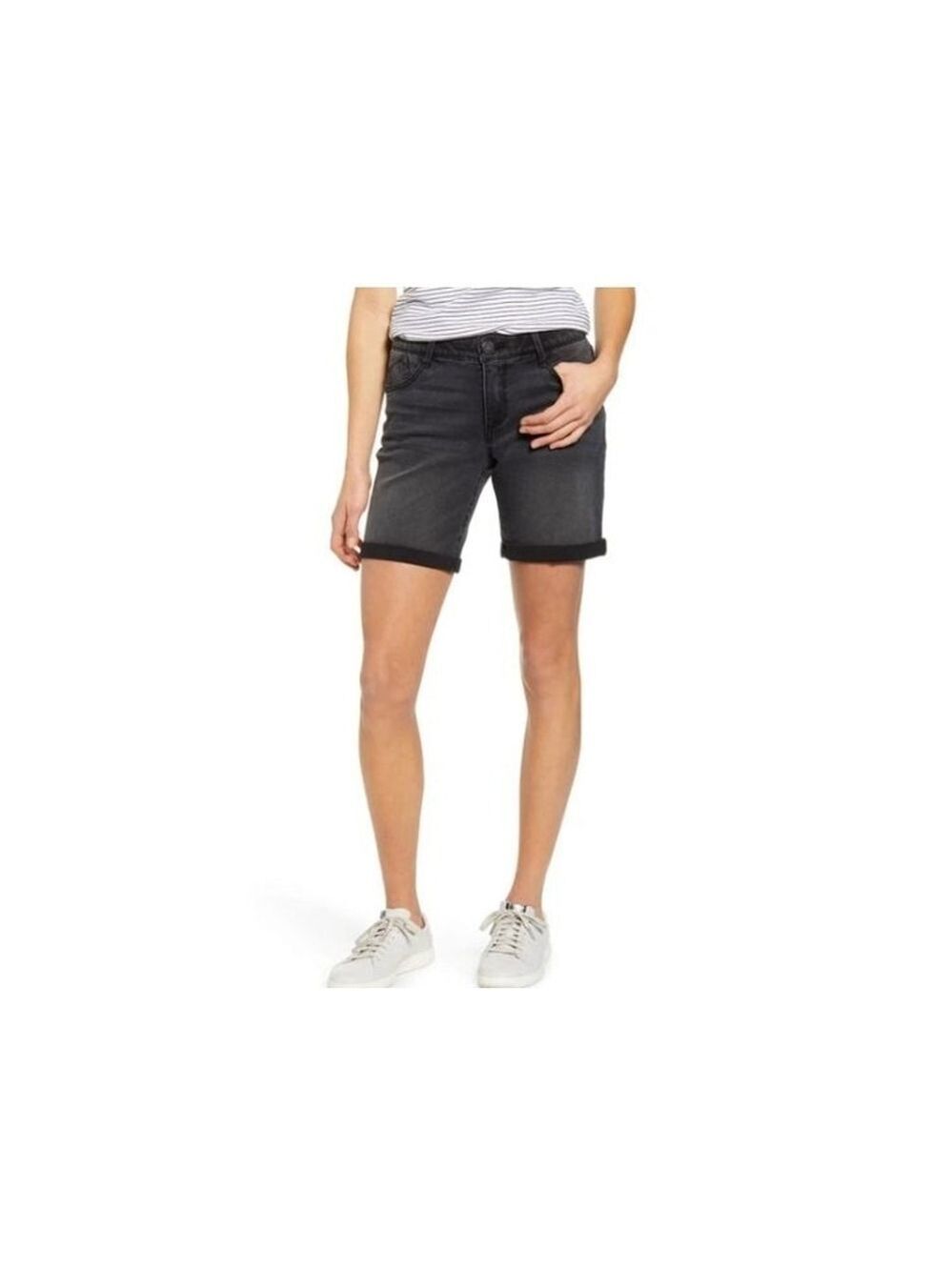 Wit & Wisdom AB'SOLUTION ROLL CUFF DENIM SHORTS IN BK-BLACK Sz 0